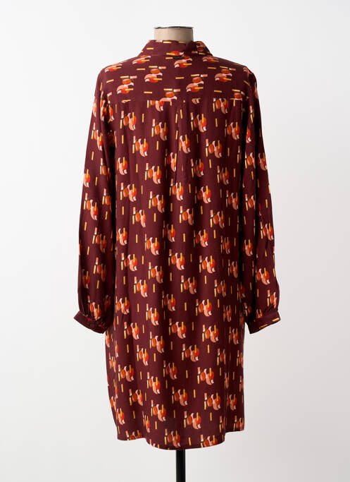 Robe mi-longue imprimé fantaisie manches longues violet AGATHE & LOUISE femme