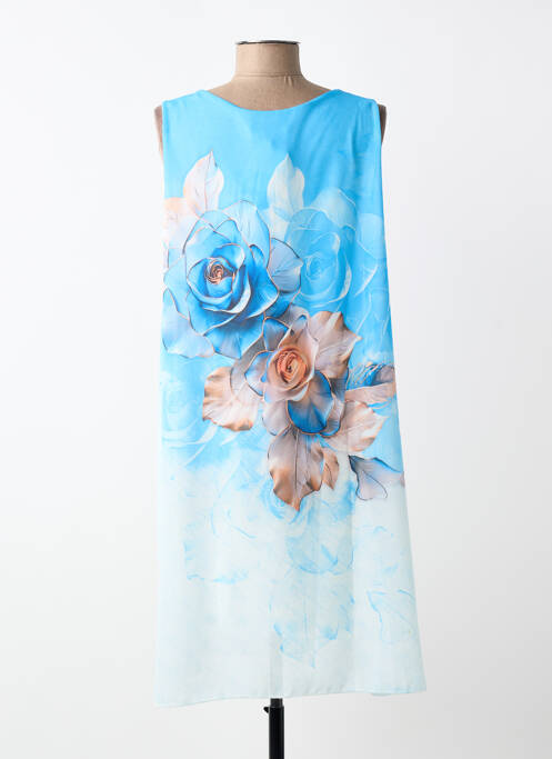 Robe mi-longue imprimé fantaisie sans manche bleu COULEURS DU TEMPS femme