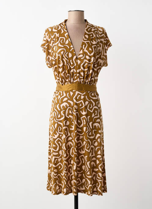 Robe mi-longue imprimé fantaisie manches courtes vert SURKANA femme