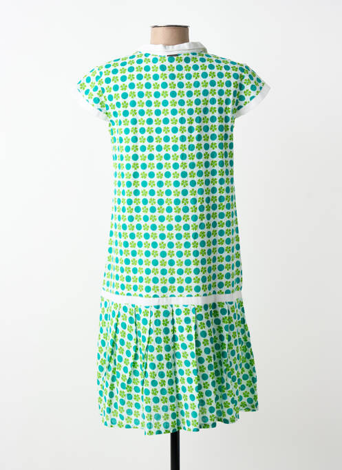Robe mi-longue imprimé fantaisie manches courtes vert AGATHE & LOUISE femme