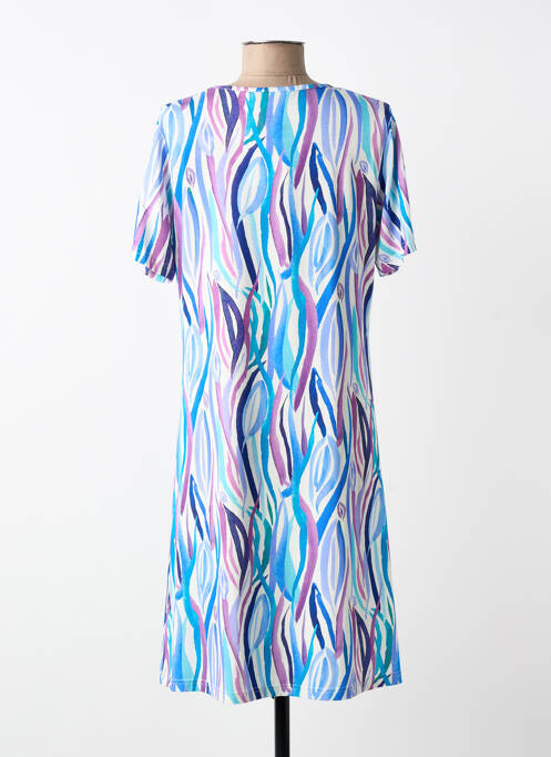 Robe mi-longue imprimé fantaisie manches courtes bleu I.ODENA femme