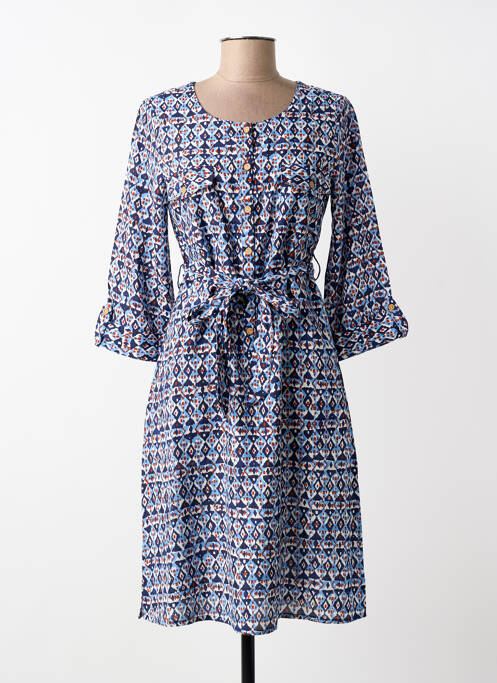 Robe mi-longue manches 3/4 manches 3/4 bleu AGATHE & LOUISE femme