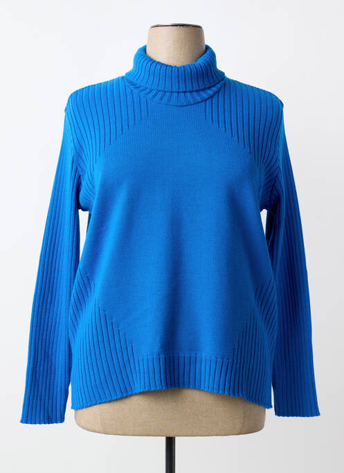 Pull col roulé coupe cintrée manches longues bleu I.ODENA femme