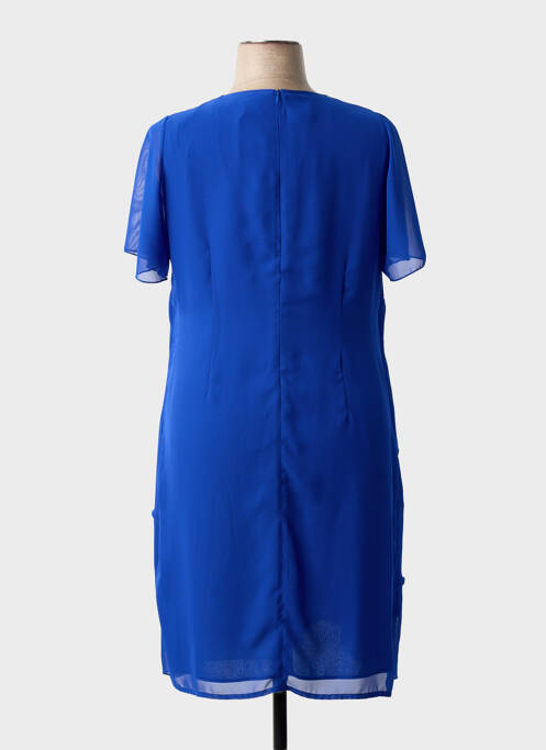 Robe mi-longue tissage crêpe manches courtes bleu GREGORY PAT femme