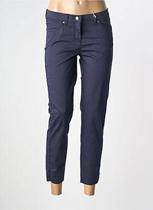 Pantalon 7/8 tissage popeline taille basse bleu TONI femme