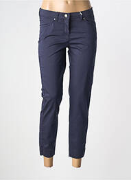Pantalon 7/8 tissage popeline taille basse bleu TONI femme