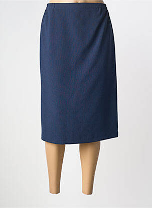 Jupe mi-longue coupe droite bleu GUY DUBOUIS femme