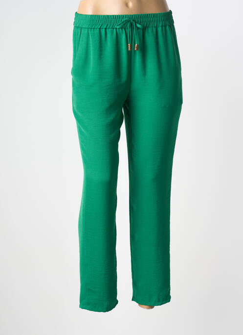 Pantalon droit tissage crêpe taille normale vert TINTA STYLE femme