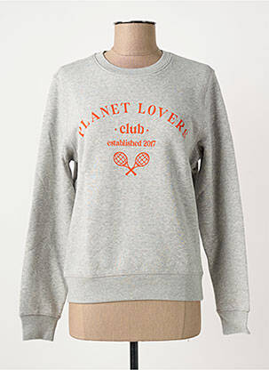 Sweat-shirt sérigraphie floquée manches longues gris BIZANCE femme