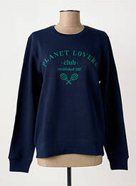 Sweat-shirt sérigraphie floquée manches longues bleu BIZANCE femme