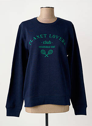 Sweat-shirt sérigraphie floquée manches longues bleu BIZANCE femme