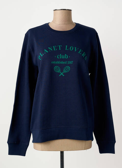 Sweat-shirt sérigraphie floquée manches longues bleu BIZANCE femme