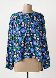 Blouse imprimé fleurs manches longues bleu BIZANCE femme