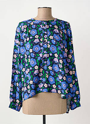 Blouse imprimé fleurs manches longues bleu BIZANCE femme