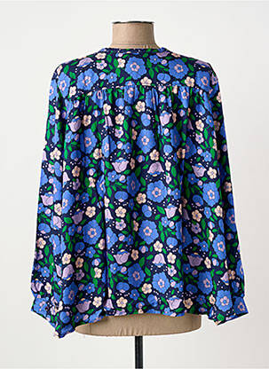 Blouse imprimé fleurs manches longues bleu BIZANCE femme