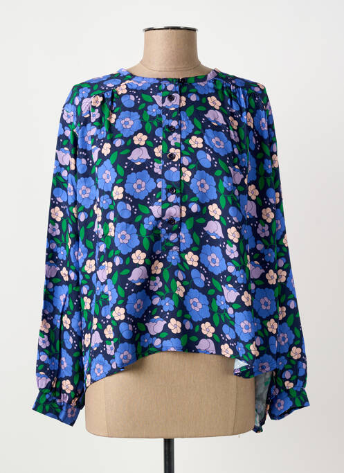 Blouse imprimé fleurs manches longues bleu BIZANCE femme
