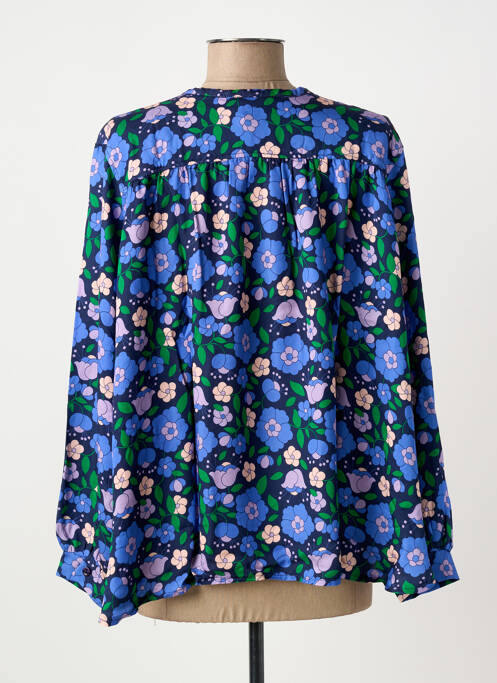 Blouse imprimé fleurs manches longues bleu BIZANCE femme