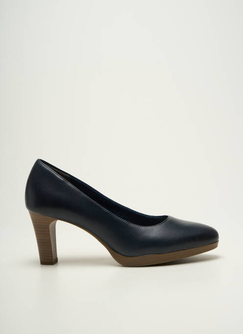 Escarpins tissage satiné talon de 7 à 9cm bleu TAMARIS femme