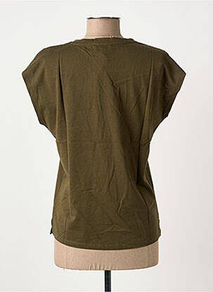 T-shirt sérigraphie floquée manches courtes vert BIZANCE femme