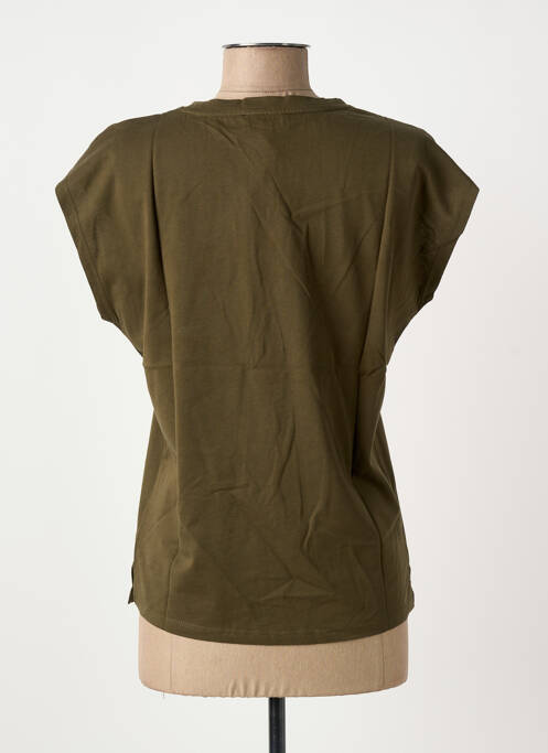T-shirt sérigraphie floquée manches courtes vert BIZANCE femme