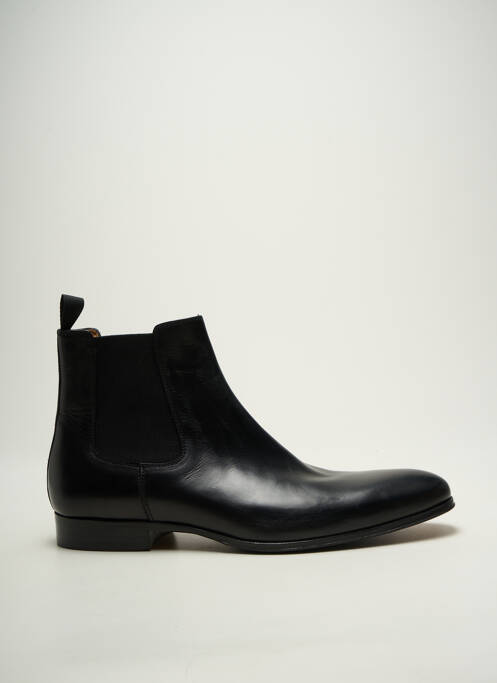 Bottines/boots tissage satiné talon bas noir FLECS homme