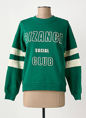 Sweat-shirt sérigraphie floquée manches longues vert BIZANCE femme