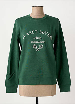Sweat-shirt sérigraphie floquée manches longues vert BIZANCE femme