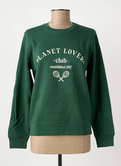 Sweat-shirt sérigraphie floquée manches longues vert BIZANCE femme