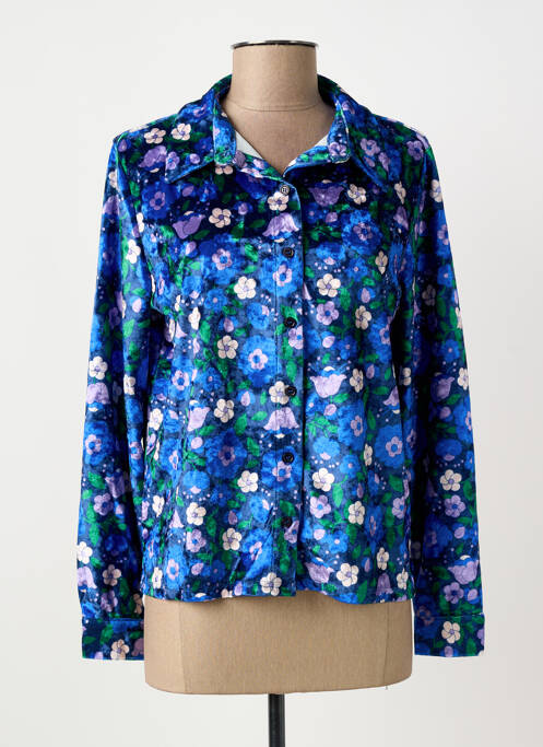 Chemisier imprimé fleurs manches longues bleu BIZANCE femme