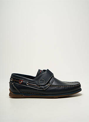 Chaussures bâteau fermeture scratch bout rond bleu FLUCHOS homme