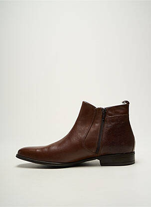 Bottines/boots fermeture zippée talon bas marron FLUCHOS homme