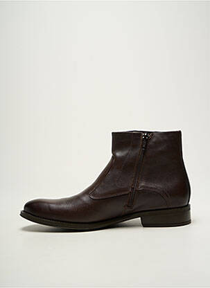 Bottines/boots fermeture zippée talon bas marron FLUCHOS homme