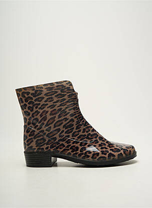 Bottines/boots matière lisse talon plat jusqu'à 3cm marron EMMA femme