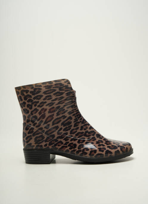Bottines/boots matière lisse talon plat jusqu'à 3cm marron EMMA femme