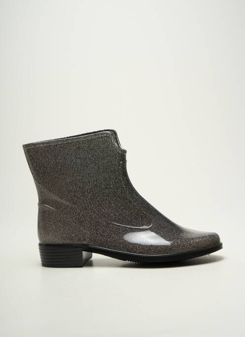 Bottines/boots tissage satiné talon plat jusqu'à 3cm argent EMMA femme