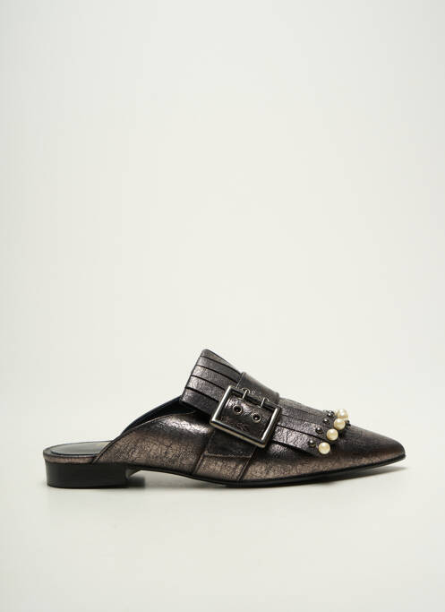 Mules/sabots tissage satiné talon plat jusqu'à 3cm argent MARGOT LOI femme