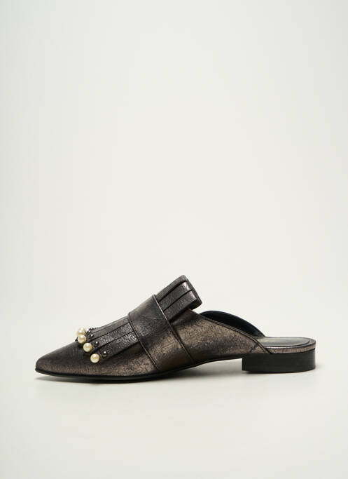 Mules/sabots tissage satiné talon plat jusqu'à 3cm argent MARGOT LOI femme