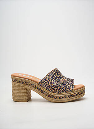 Mules/sabots semi compensé talon de 7 à 9cm beige EMMA femme