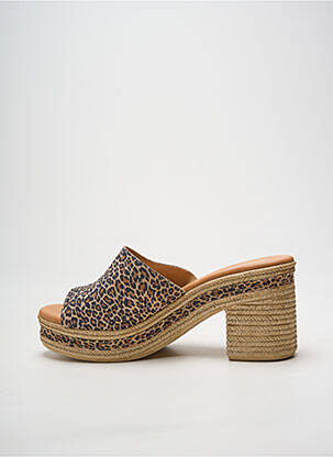 Mules/sabots semi compensé talon de 7 à 9cm beige EMMA femme
