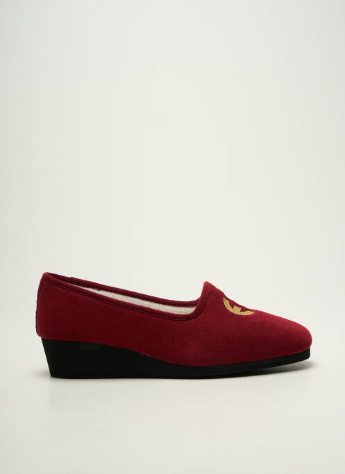 Chaussons/pantoufles bout rond talon plat jusqu'à 3cm rouge EXQUISE femme