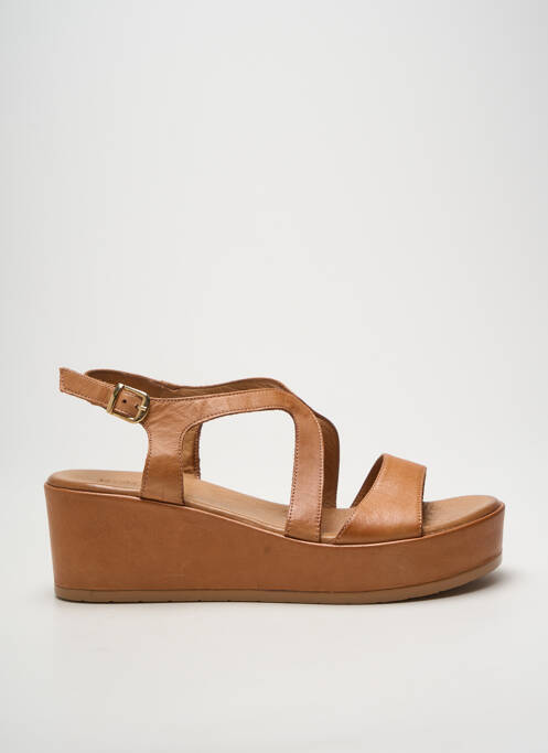 Sandales/nu pieds matière lisse talon de 4 à 6cm marron K.MARY femme