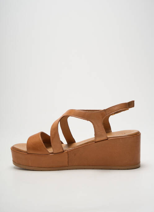 Sandales/nu pieds matière lisse talon de 4 à 6cm marron K.MARY femme