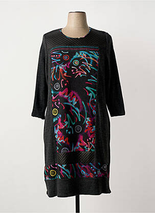Robe mi-longue manches 3/4 manches 3/4 gris GUY DUBOUIS femme