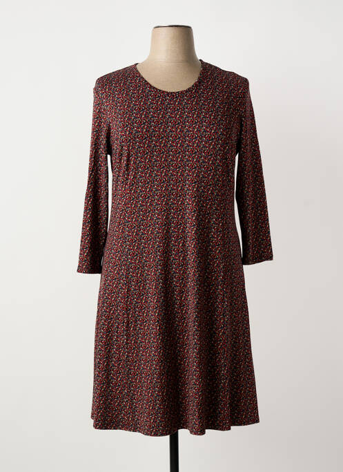 Robe mi-longue imprimé fantaisie manches longues rouge GEVANA femme
