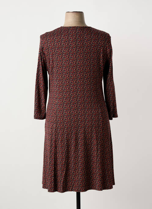 Robe mi-longue imprimé fantaisie manches longues rouge GEVANA femme