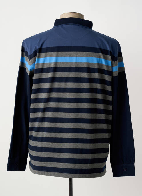 Polo imprimé rayures manches longues bleu BERAC homme