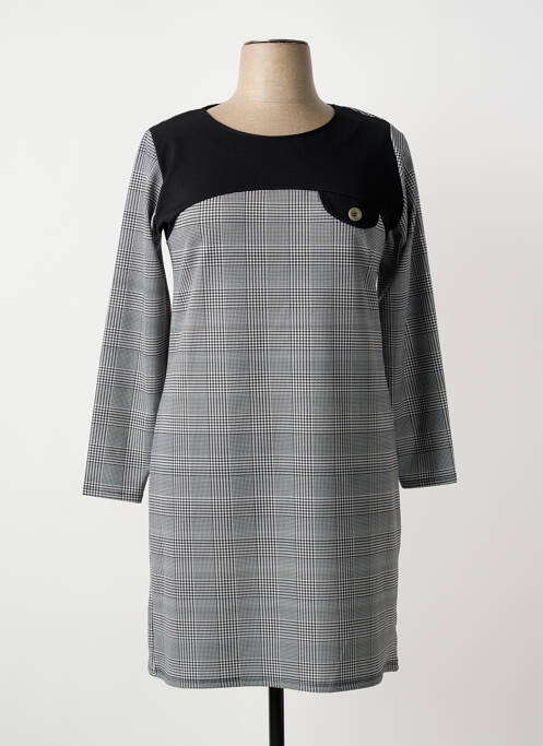 Robe mi-longue manches longues manches longues noir GALMALLA femme