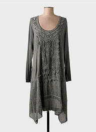 Robe mi-longue manches longues manches longues gris YOEK femme