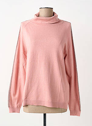 Pull col roulé maille souple et aérée manches longues rose BARBARA LEBEK femme