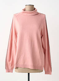 Pull col roulé maille souple et aérée manches longues rose BARBARA LEBEK femme